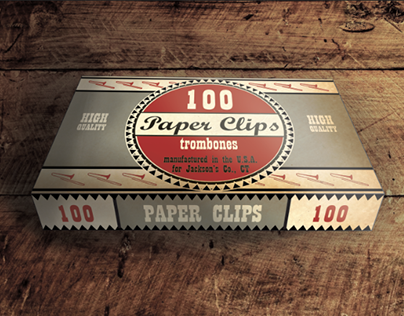 Vintage packaging for a paper clips