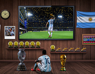 Messi celebrates the world cup in la bombonera stadium