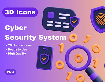 Cyber security 3d icons