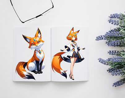 Fox and Fox-Girl Illustration in the book