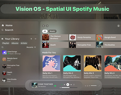 VisionOs - Spatial Spotify Music UI Design