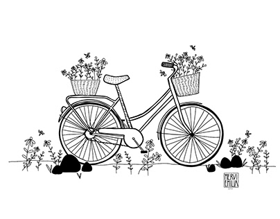 Flower Power Bicycle - illustration