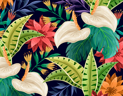 Free Exotic vibrant tropical floral designs