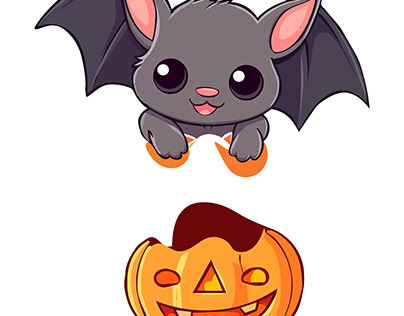 Cute bat cartoon vector illustration