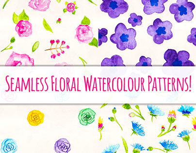 4 Floral Watercolour Patterns and Elements!