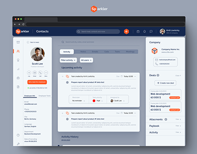 Concept of Sparkler CRM system interface (UX practice)