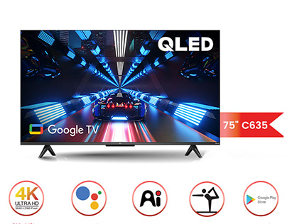 TCL 75″ C645 QLED TV with 4K resolution