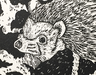 Hedgehog Linoprint
