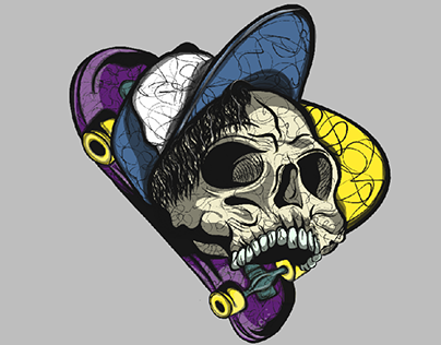 skull skate - ilustrado en adobe ilustrator