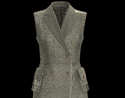 3d fashion design of a lace jacket with a free pant