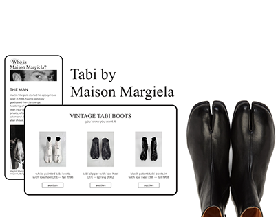 Tabi by Maison Margiela | minimalistic concept landing