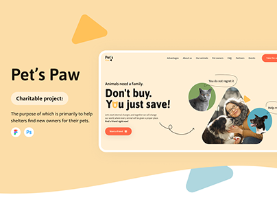Landing page for Pet's Paw