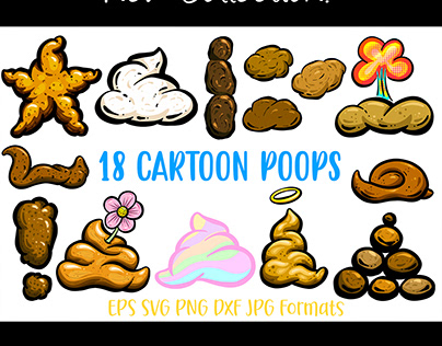 Cartoon Poo Poop Dookie & Turd Illustration Collections