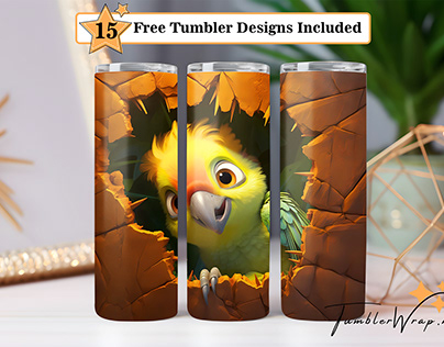 Free Cute And Friendly Parrot 20 Oz Skinny Tumbler Wrap