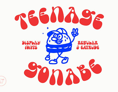 Teenage Gonabe Groovy Display Font | Regular & Extrude!