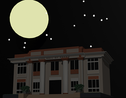 City Hall of Davao star and moon night image & process