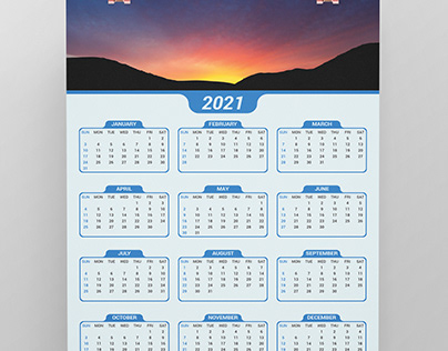 One Page Wall Calendar 2021