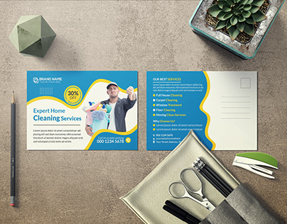 CLEANING SERVICES POSTCARD DESIGN
