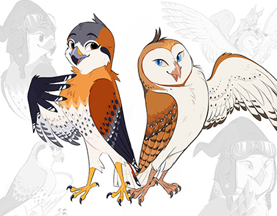 Owl and Kestrel Character design