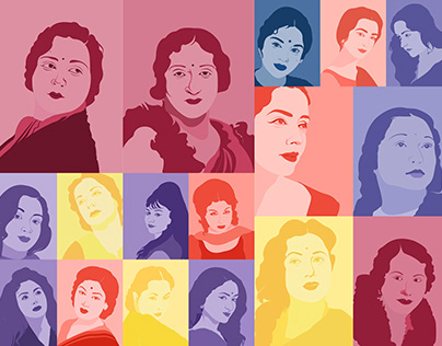 INDIAN ACTRESSES ILLUSTRATED PORTRAITS