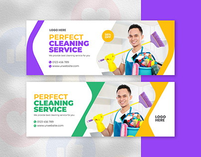 Cleaning service social media timeline cover design