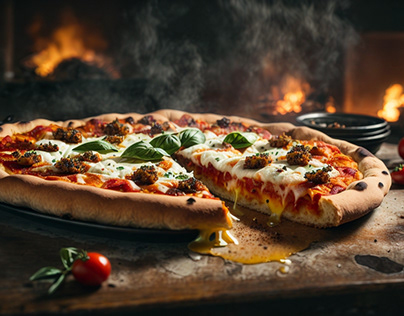 ITALIAN PIZZA WITH MOZZARELLA CHEESE GENERATED BY AI