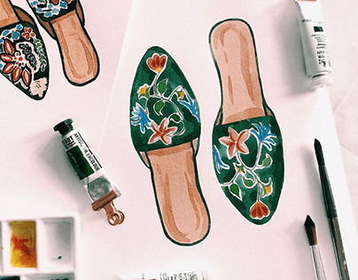 Embroidered shopper shoes