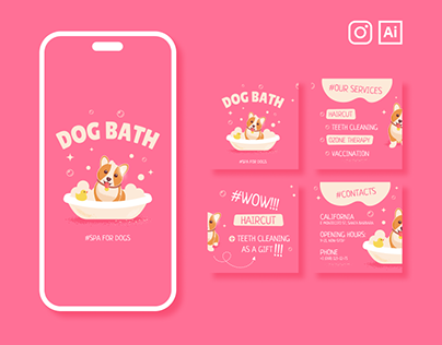 Grooming salon "Dog bath" | Vector illustration