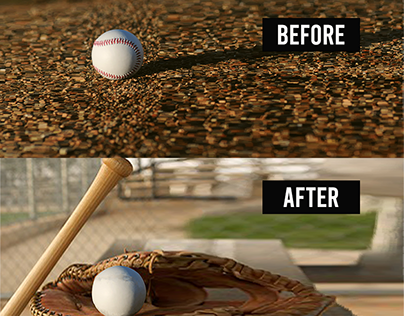 Baseball Stiches removal and background editing
