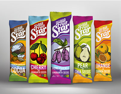 Muesli Bar Fruit Star. Packaging design for fruit bars.