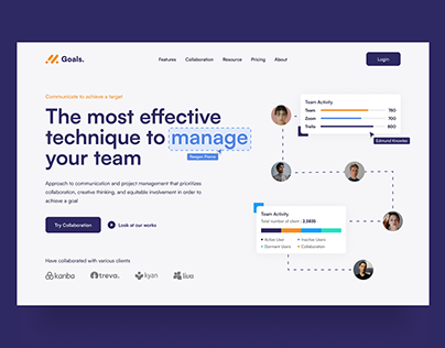 Team Management Landing Page | UI Design