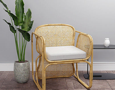 "BAMBOO CHAIR WITH RATTAN WEAVING"