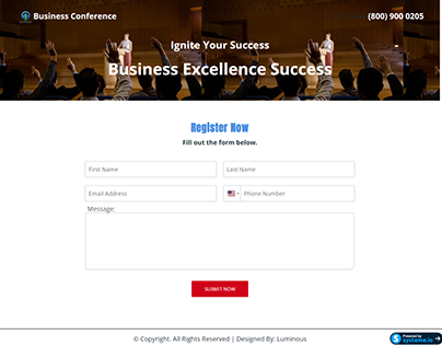 Optin form for business conference page design