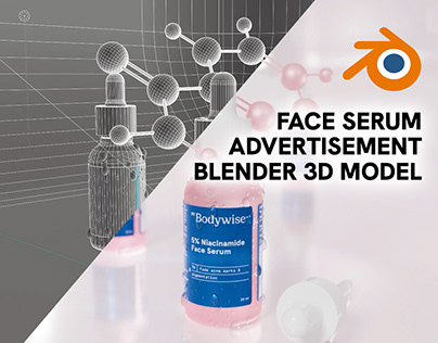 Face Serum bottle 3D model and advertisement