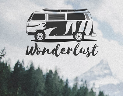 Wonderlust - Adventure awaits. Logo and poster design