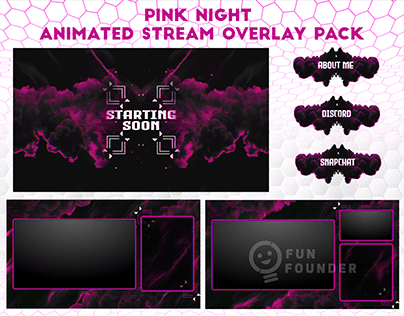 "Pink Night" Animated Stream Overlay Pack