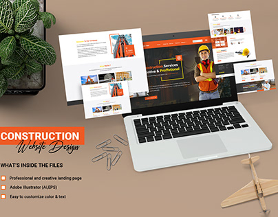 Construction website and landing page design template