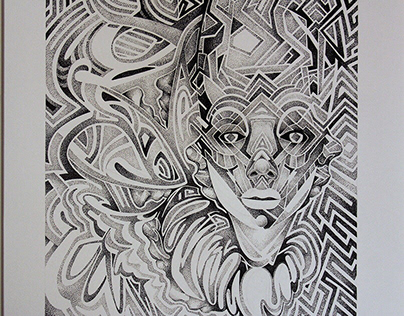 Face the maze 35x50cm black ink on paper