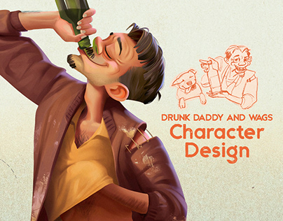 Character design | drunkard and the dog illustration