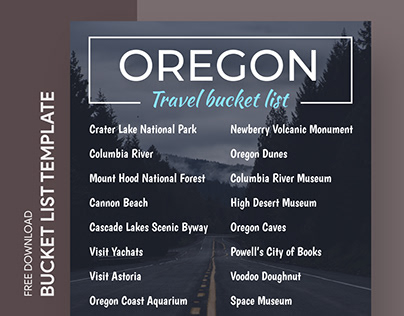 Free Editable Online Oregon Travel Bucket List Template