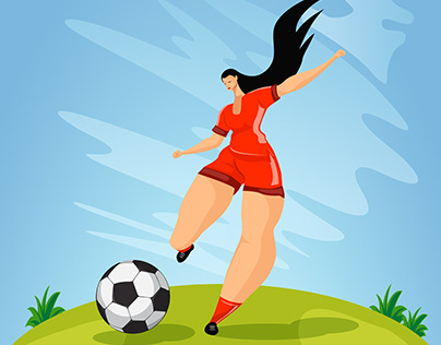 Female football Flat illustraiton