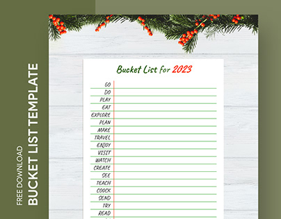 Free Bucket List for the New Year Template