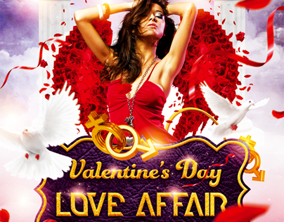 Valentine`s Day Party Flyer vol.1, PSD Template
