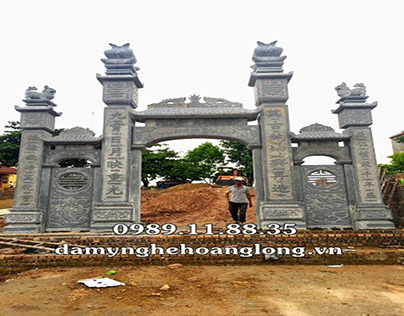 Cổng đá tam quan đình chùa làm tại Bắc Ninh