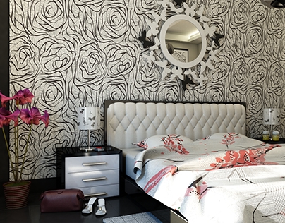 Black & white Bedroom Interior Design - Cairo