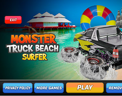 Monster truck beach surfer