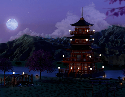 Sakura Nights - 3D Art