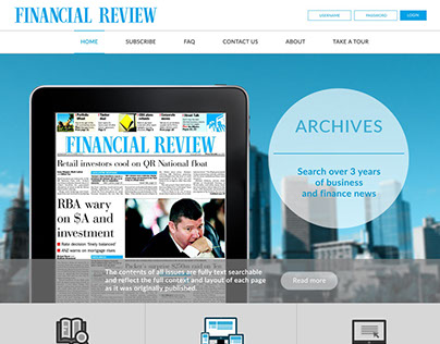 The Australian FINANCIAL REVIEW Archives Web Design