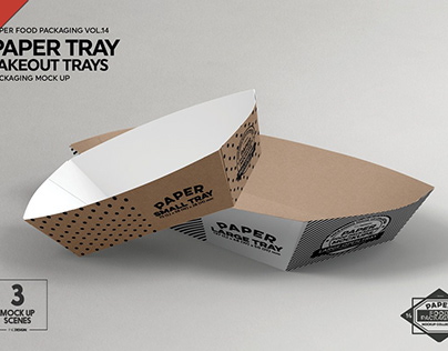 Paper Takeout Trays Packaging Mockup
