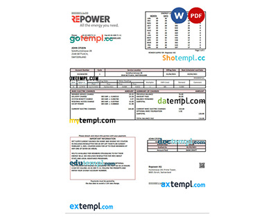 Switzerland Repower AG utility bill template